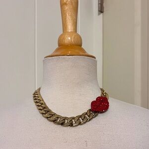 Chunky Red Lip Lipstick Gold Chain Necklace Choker Rock Festival Hip Hop Y2K